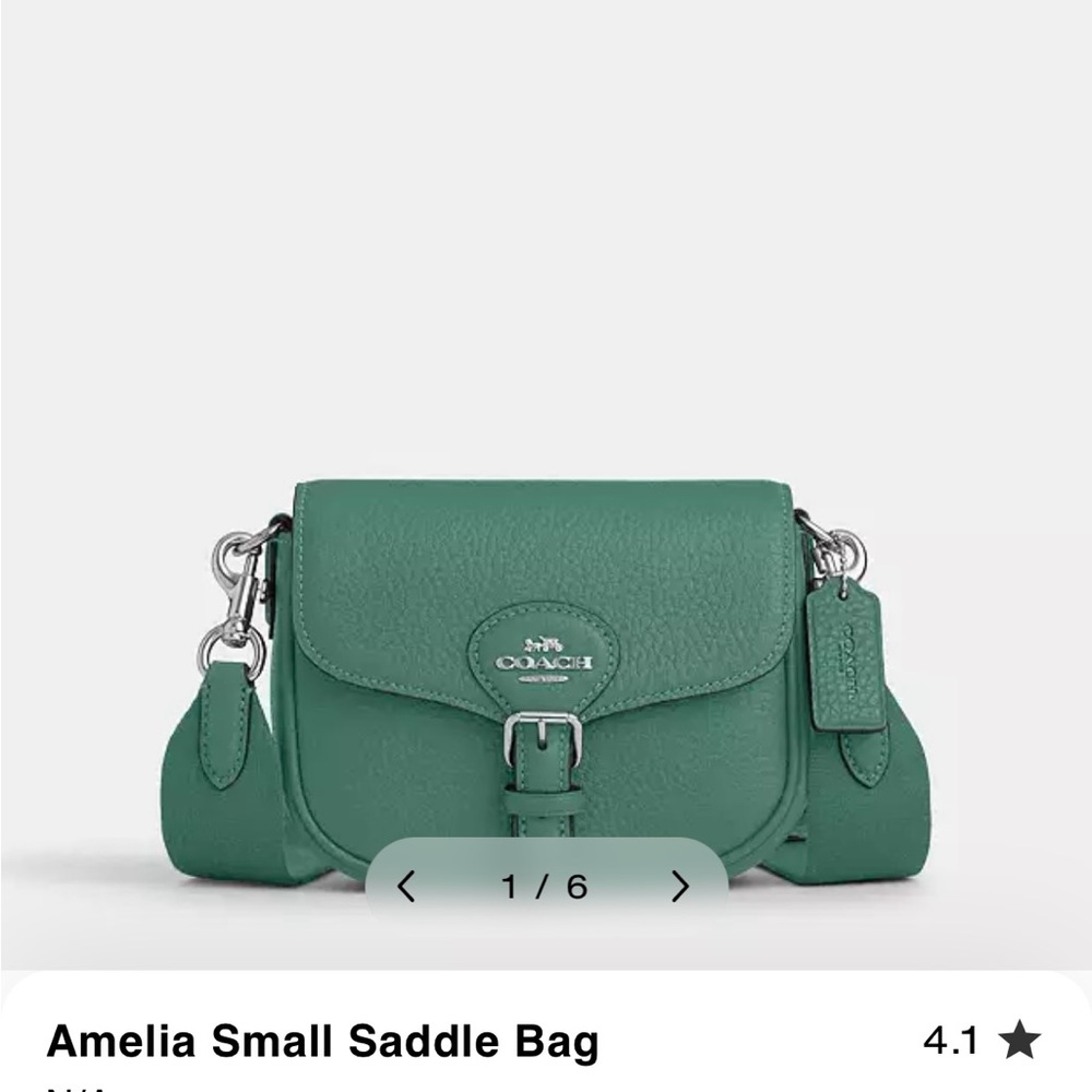Coach Amelia small saddlebag.  Green w/matching webbing strap & silver hardware